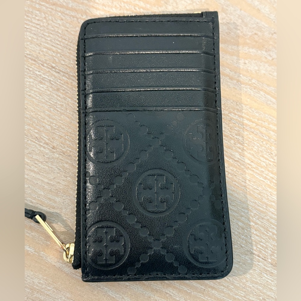 Tory Burch T Monogram Leather Zip Card Case